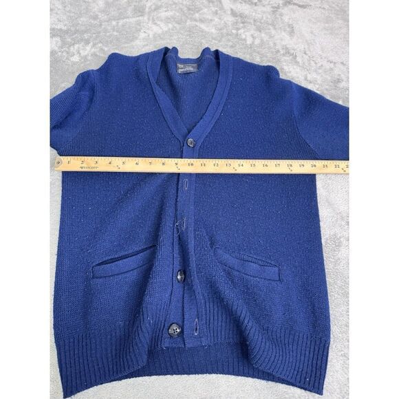 Vintage 80s JCPenny Acrylic Cardigan Sweater Men's Size Large Blue - Picture 9 of 12
